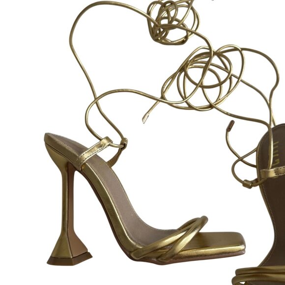 EGO Gold Lace Up Martini Heels Size US 5 / UK 3 - Picture 4 of 9